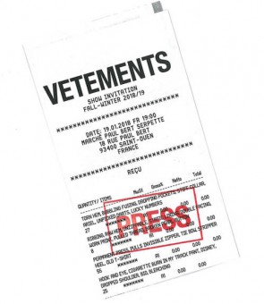 Vetements Fall 2018 Show Invitation