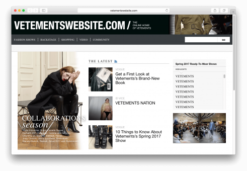 Vetements Website